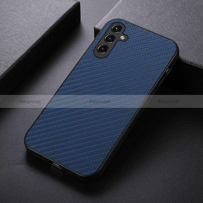 Soft Luxury Leather Snap On Case Cover B01H for Samsung Galaxy A14 4G Blue