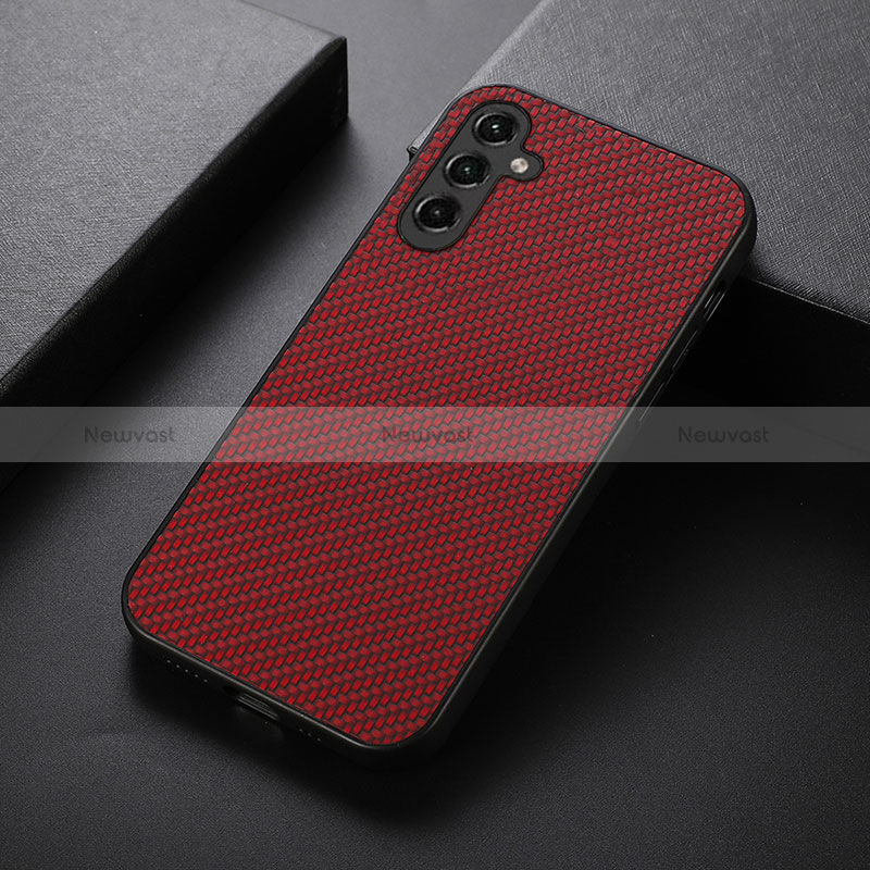 Soft Luxury Leather Snap On Case Cover B01H for Samsung Galaxy A14 4G Red