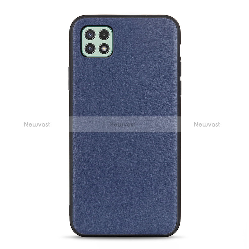 Soft Luxury Leather Snap On Case Cover B01H for Samsung Galaxy A22 5G Blue