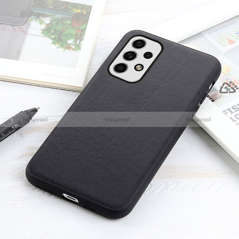 Soft Luxury Leather Snap On Case Cover B01H for Samsung Galaxy A23 4G Black