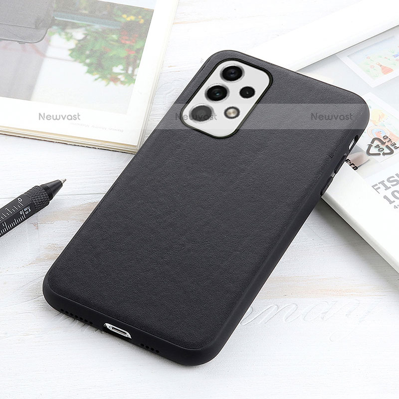Soft Luxury Leather Snap On Case Cover B01H for Samsung Galaxy A23 5G Black