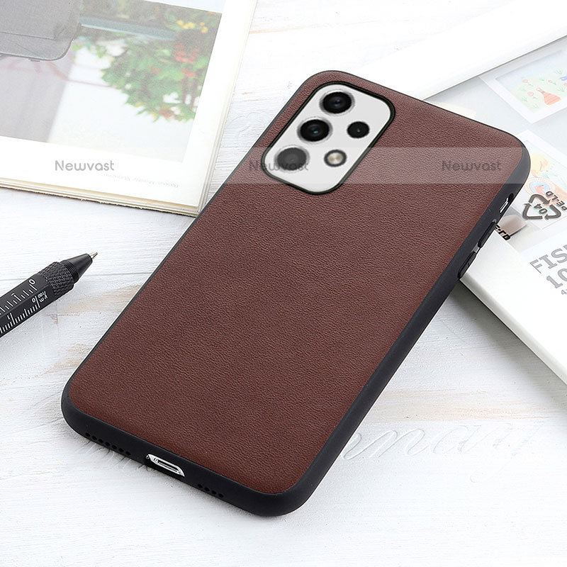 Soft Luxury Leather Snap On Case Cover B01H for Samsung Galaxy A23 5G Brown
