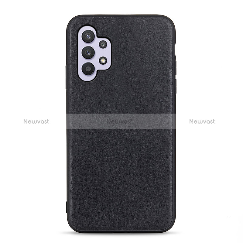 Soft Luxury Leather Snap On Case Cover B01H for Samsung Galaxy A32 4G Black