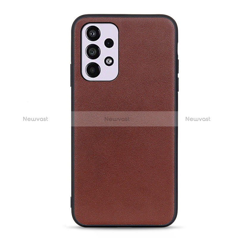 Soft Luxury Leather Snap On Case Cover B01H for Samsung Galaxy A33 5G Brown