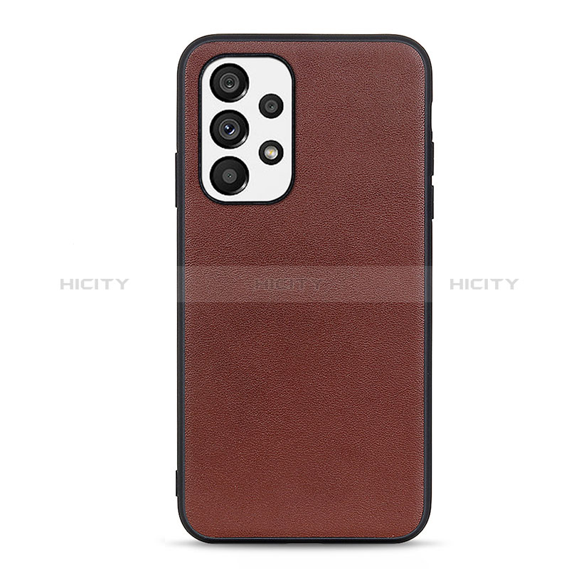 Soft Luxury Leather Snap On Case Cover B01H for Samsung Galaxy A73 5G Brown
