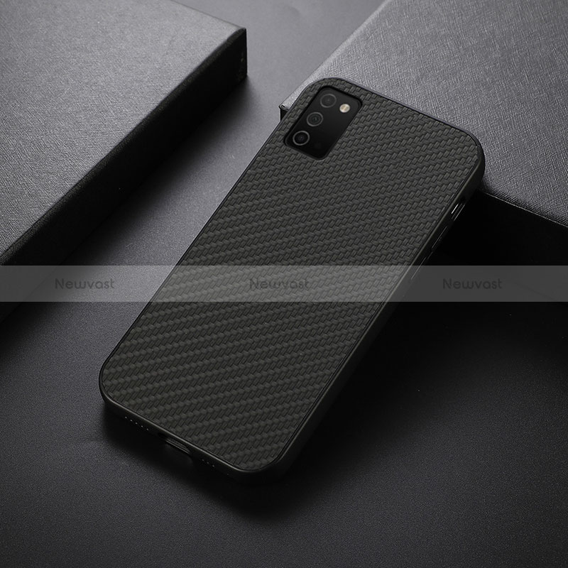 Soft Luxury Leather Snap On Case Cover B01H for Samsung Galaxy F02S SM-E025F Black
