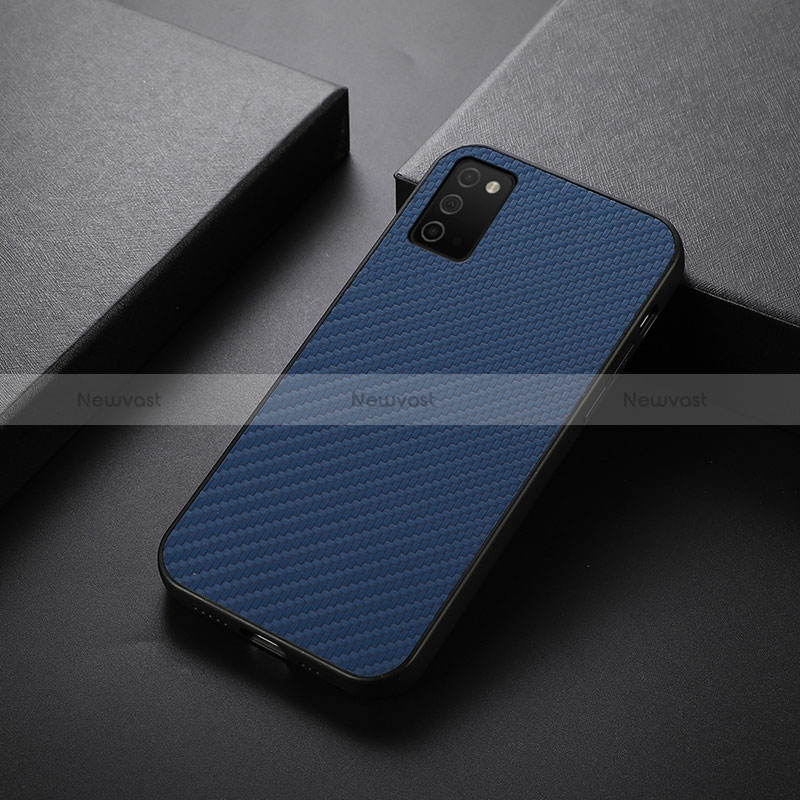 Soft Luxury Leather Snap On Case Cover B01H for Samsung Galaxy M02s Blue