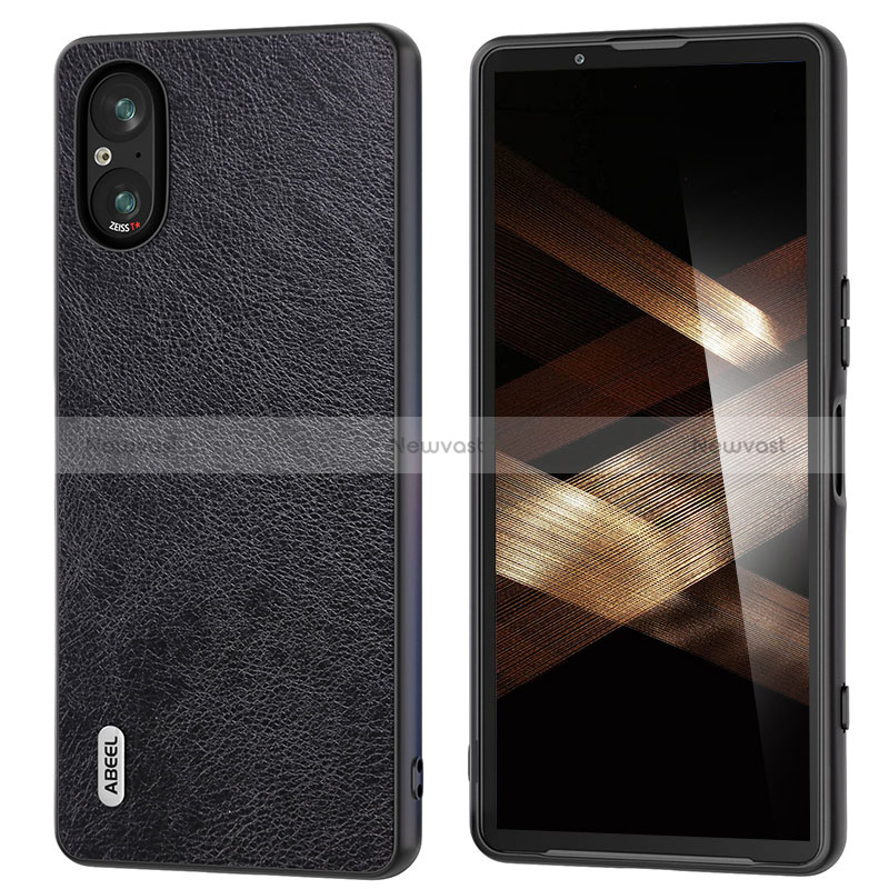 Soft Luxury Leather Snap On Case Cover B01H for Sony Xperia 5 V Black