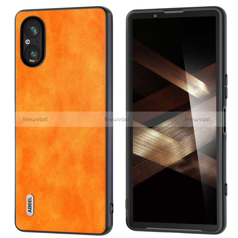 Soft Luxury Leather Snap On Case Cover B01H for Sony Xperia 5 V Orange