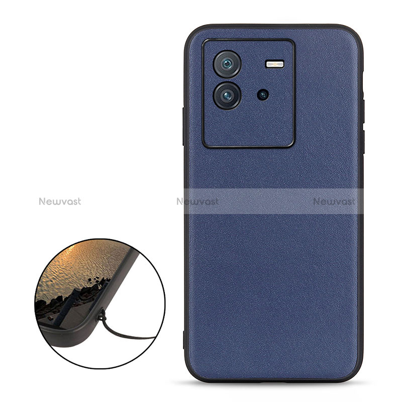 Soft Luxury Leather Snap On Case Cover B01H for Vivo iQOO Neo6 5G Blue