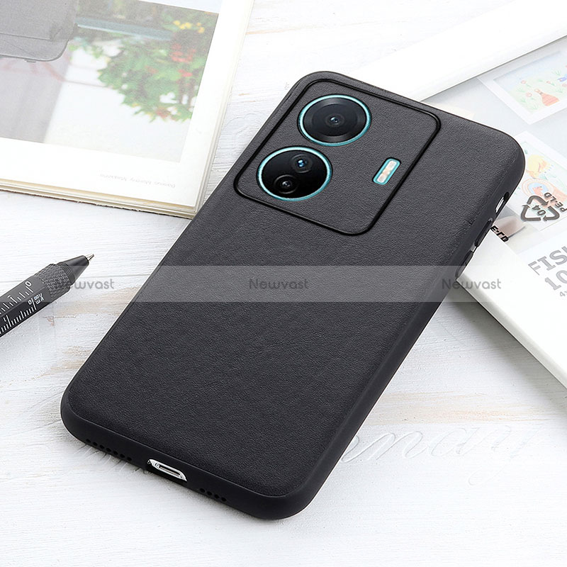 Soft Luxury Leather Snap On Case Cover B01H for Vivo T1 5G Black