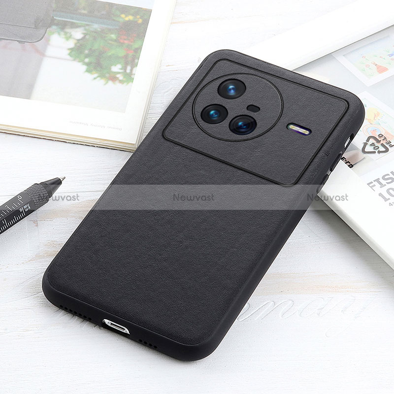 Soft Luxury Leather Snap On Case Cover B01H for Vivo X80 5G Black
