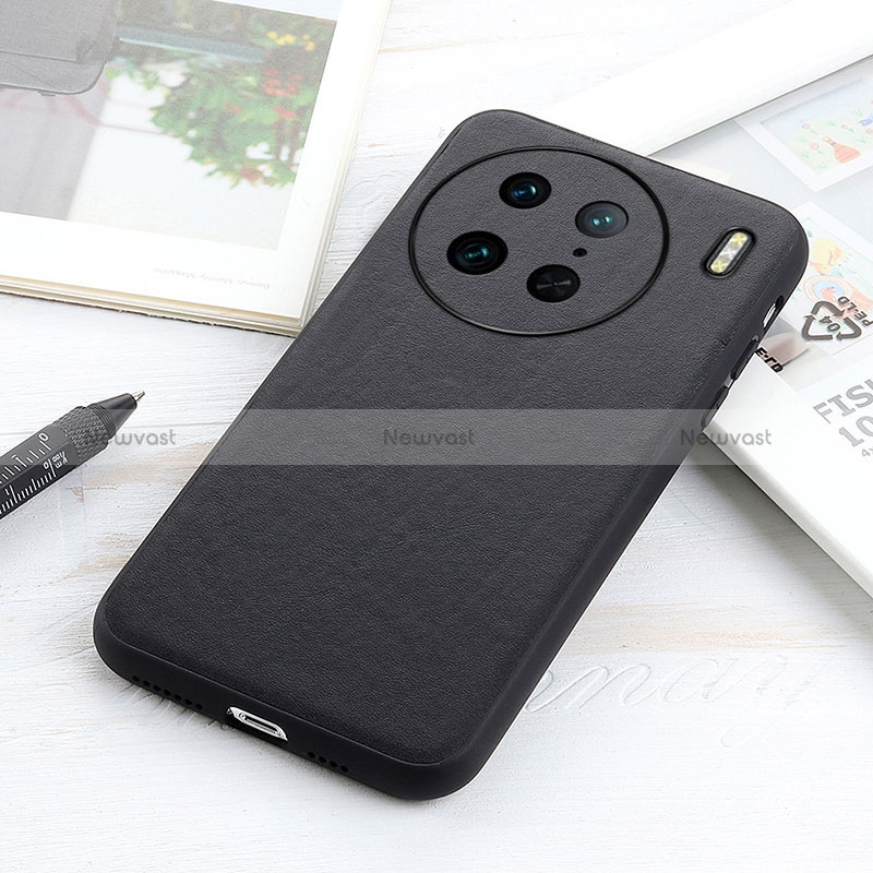 Soft Luxury Leather Snap On Case Cover B01H for Vivo X90 Pro 5G Black