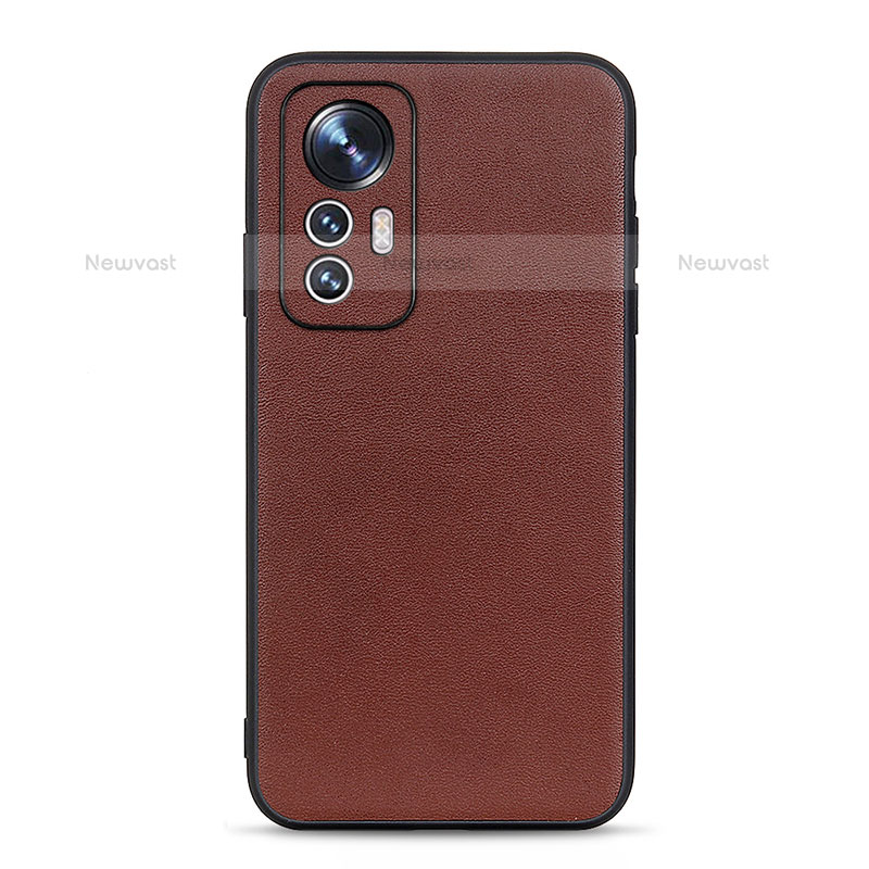 Soft Luxury Leather Snap On Case Cover B01H for Xiaomi Mi 12S Pro 5G Brown