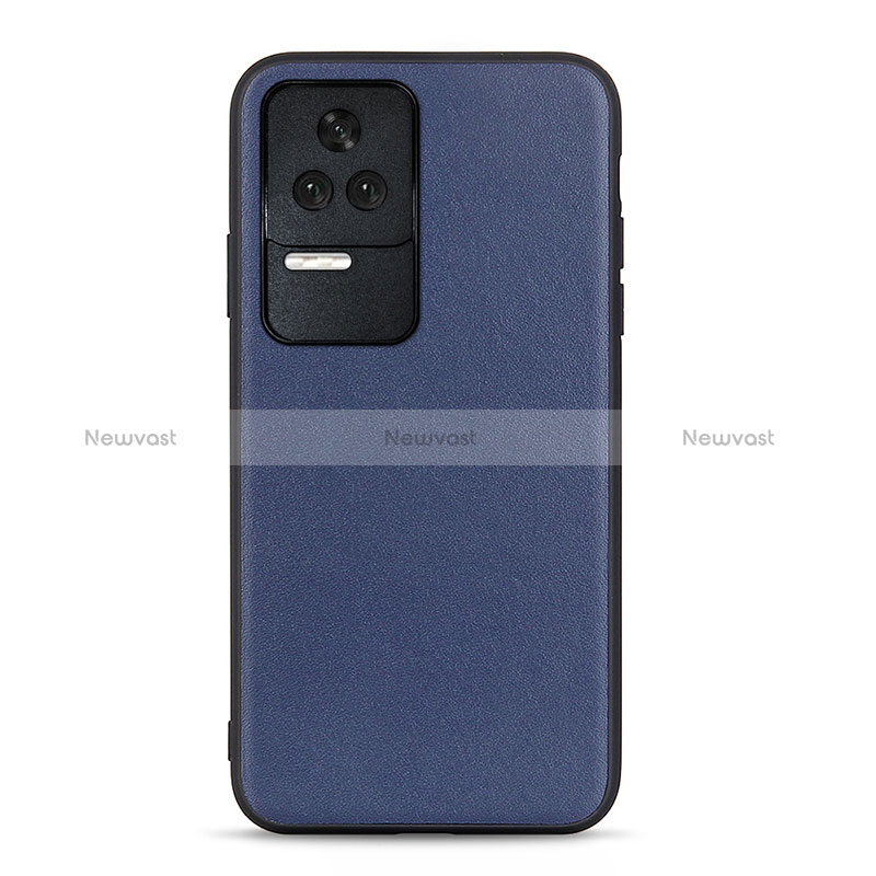 Soft Luxury Leather Snap On Case Cover B01H for Xiaomi Redmi K50 5G Blue