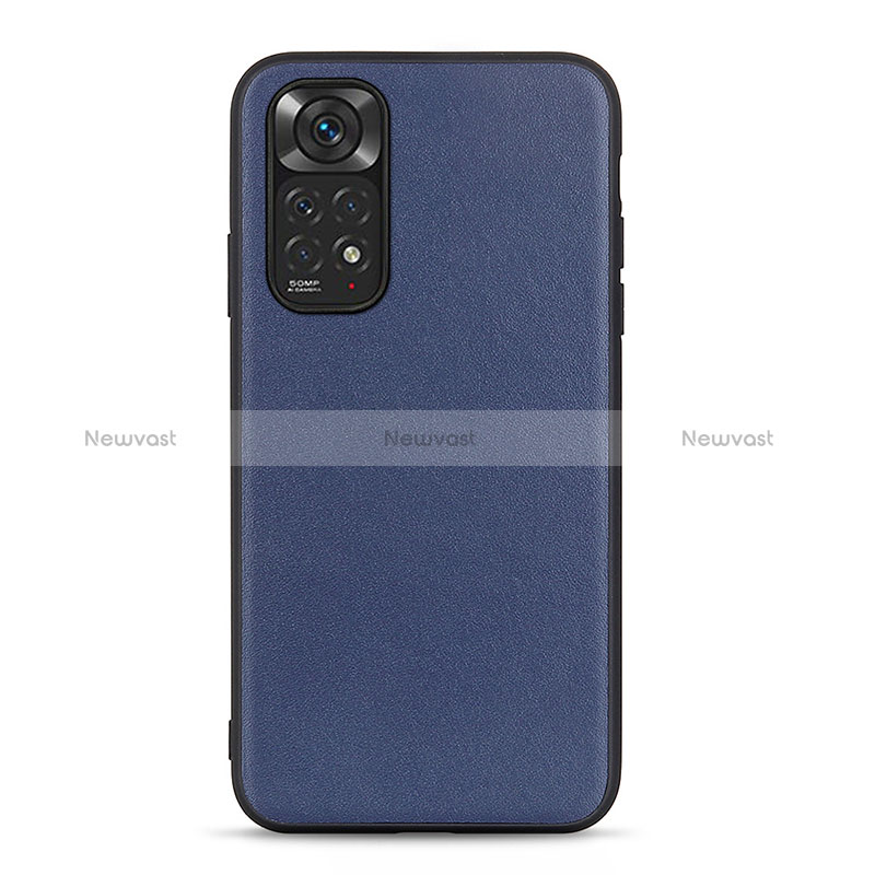 Soft Luxury Leather Snap On Case Cover B01H for Xiaomi Redmi Note 11 4G (2022) Blue