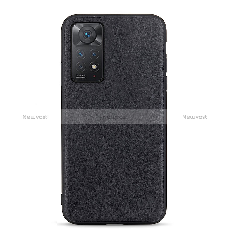 Soft Luxury Leather Snap On Case Cover B01H for Xiaomi Redmi Note 11 Pro 4G Black