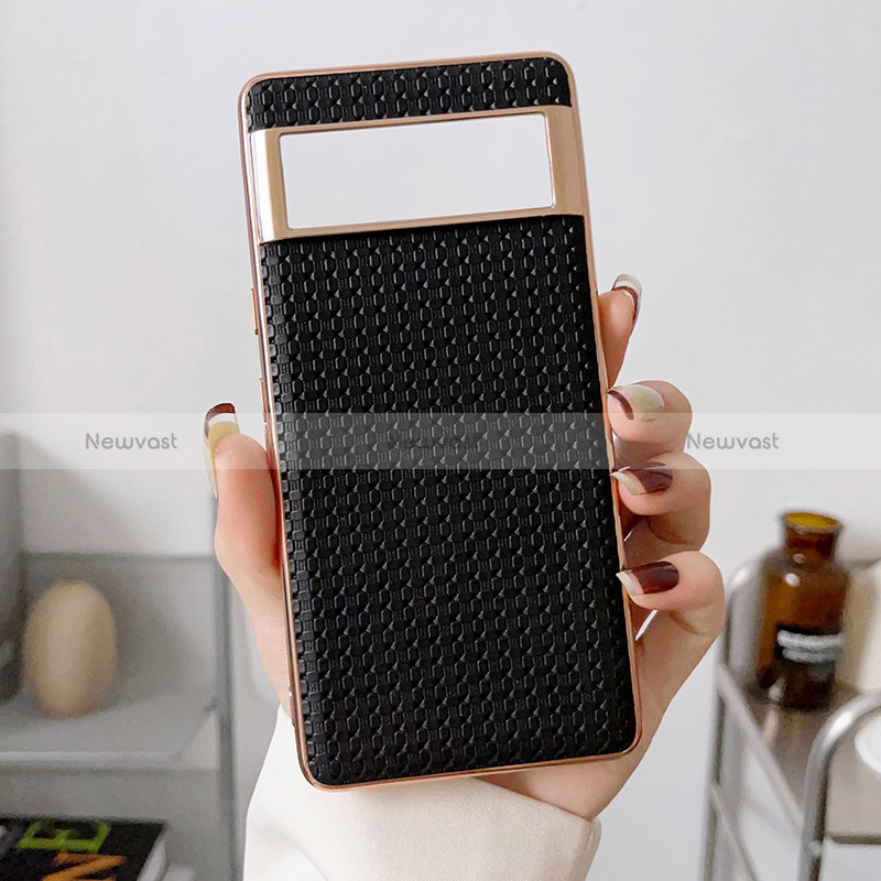 Soft Luxury Leather Snap On Case Cover B02H for Google Pixel 6 5G Black