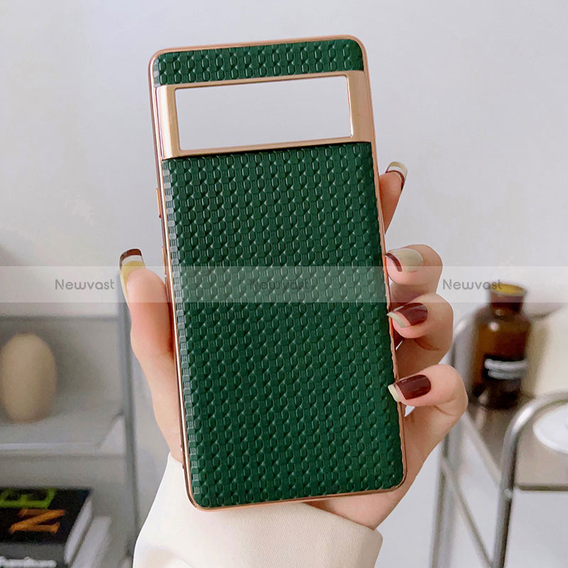 Soft Luxury Leather Snap On Case Cover B02H for Google Pixel 6 5G Green