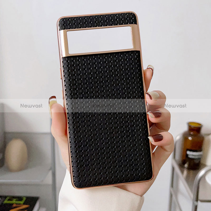 Soft Luxury Leather Snap On Case Cover B02H for Google Pixel 7 Pro 5G Black