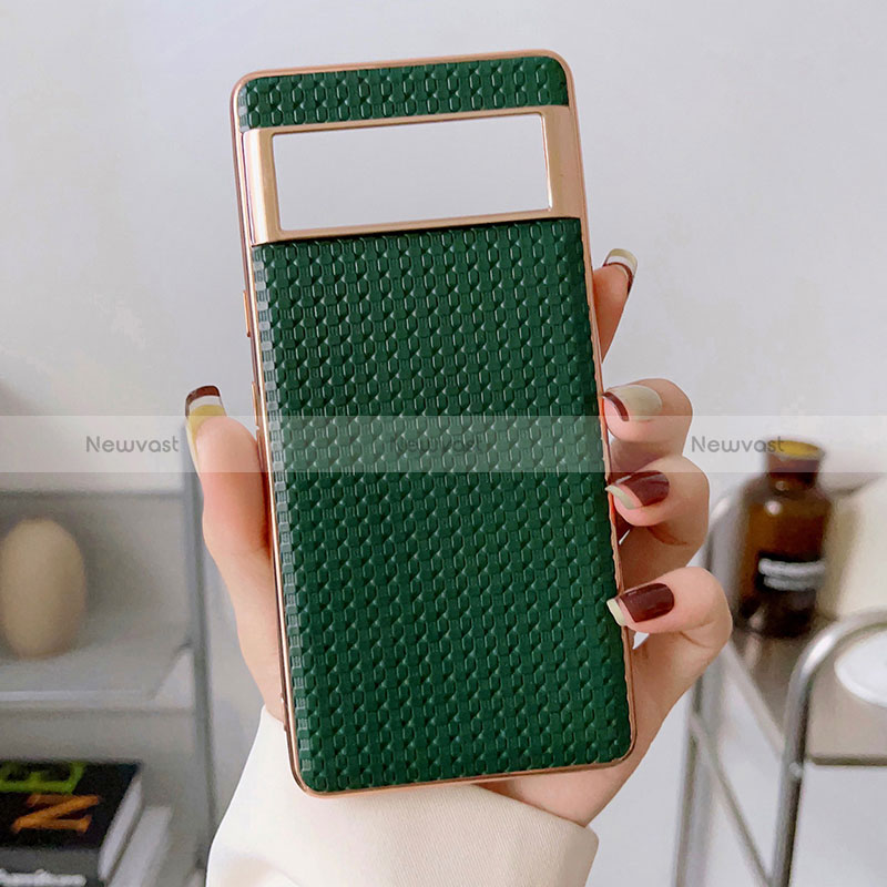 Soft Luxury Leather Snap On Case Cover B02H for Google Pixel 7 Pro 5G Green