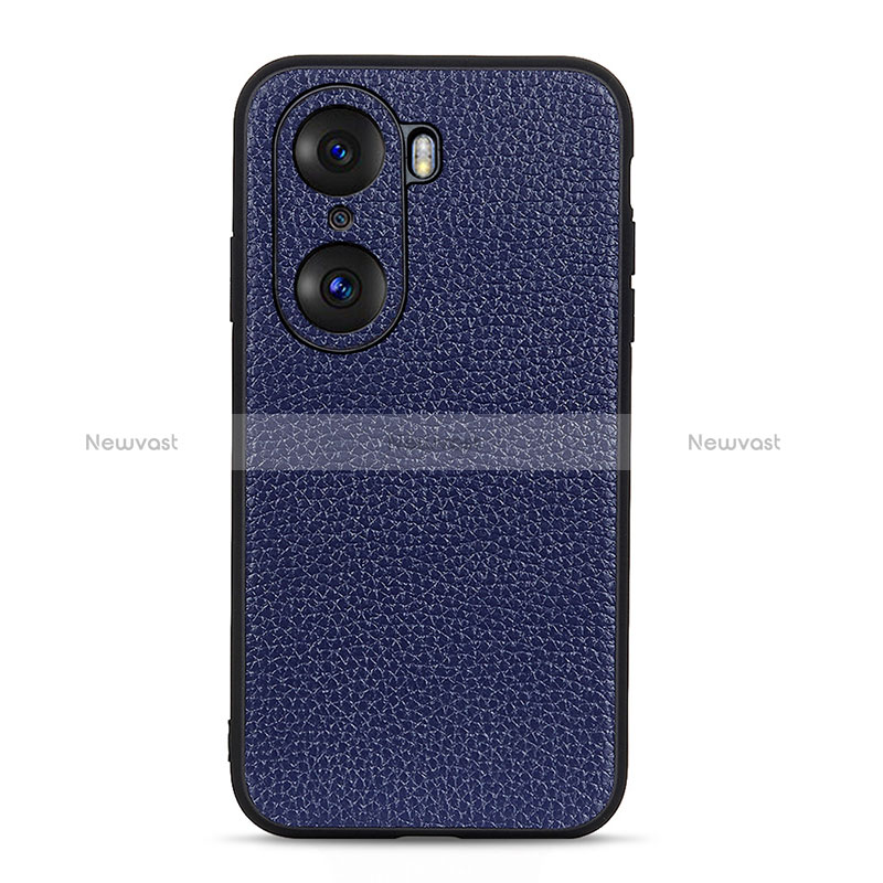 Soft Luxury Leather Snap On Case Cover B02H for Huawei Honor 60 5G Blue