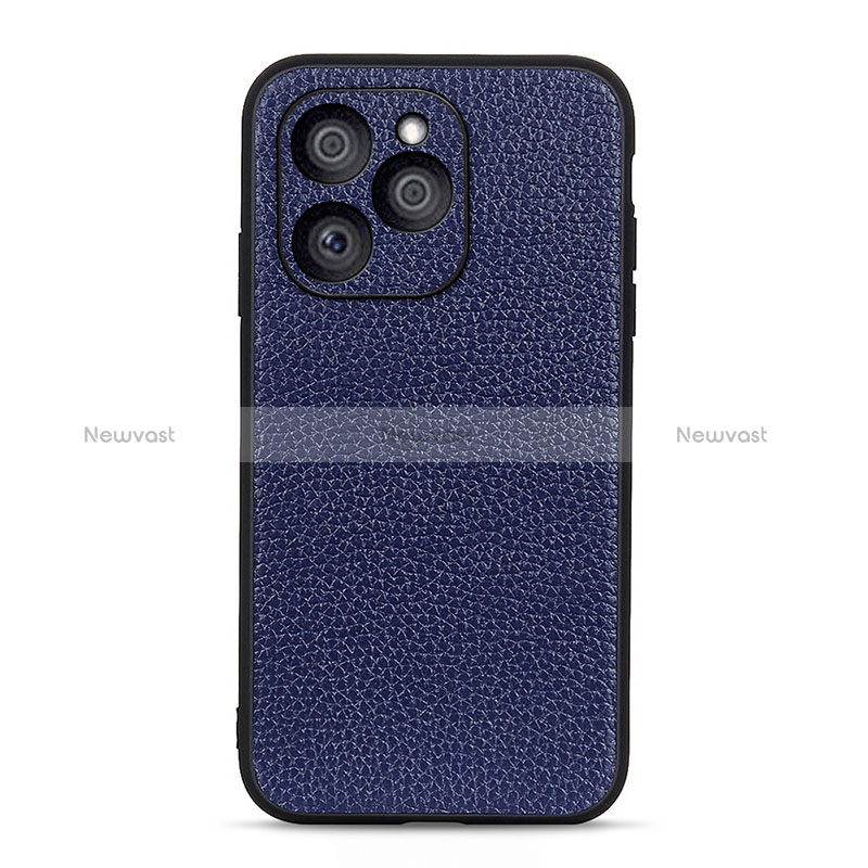 Soft Luxury Leather Snap On Case Cover B02H for Huawei Honor 60 SE 5G Blue