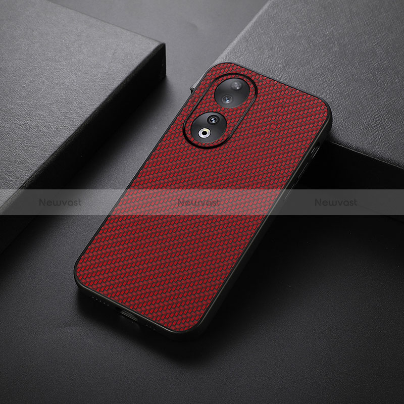 Soft Luxury Leather Snap On Case Cover B02H for Huawei Honor 90 5G Red