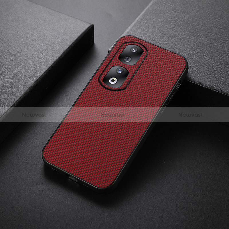 Soft Luxury Leather Snap On Case Cover B02H for Huawei Honor 90 Pro 5G Red