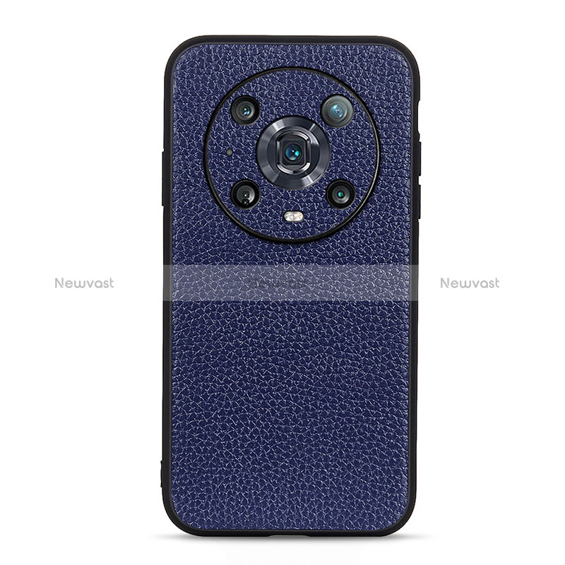 Soft Luxury Leather Snap On Case Cover B02H for Huawei Honor Magic4 Pro 5G Blue