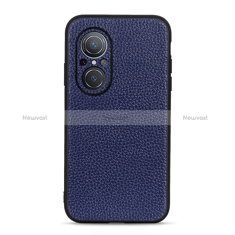 Soft Luxury Leather Snap On Case Cover B02H for Huawei Nova 9 SE Blue