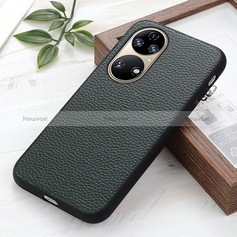 Soft Luxury Leather Snap On Case Cover B02H for Huawei P50 Pro