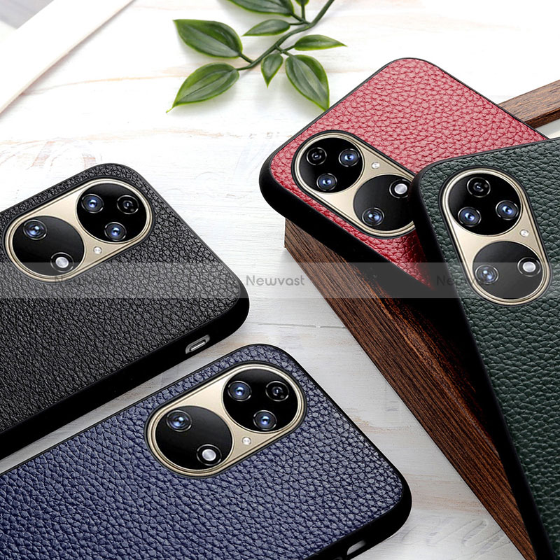 Soft Luxury Leather Snap On Case Cover B02H for Huawei P50e