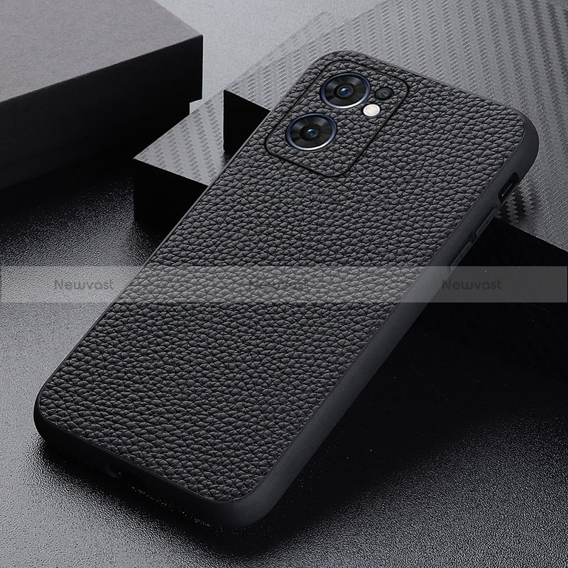 Soft Luxury Leather Snap On Case Cover B02H for OnePlus Nord CE 2 5G Black