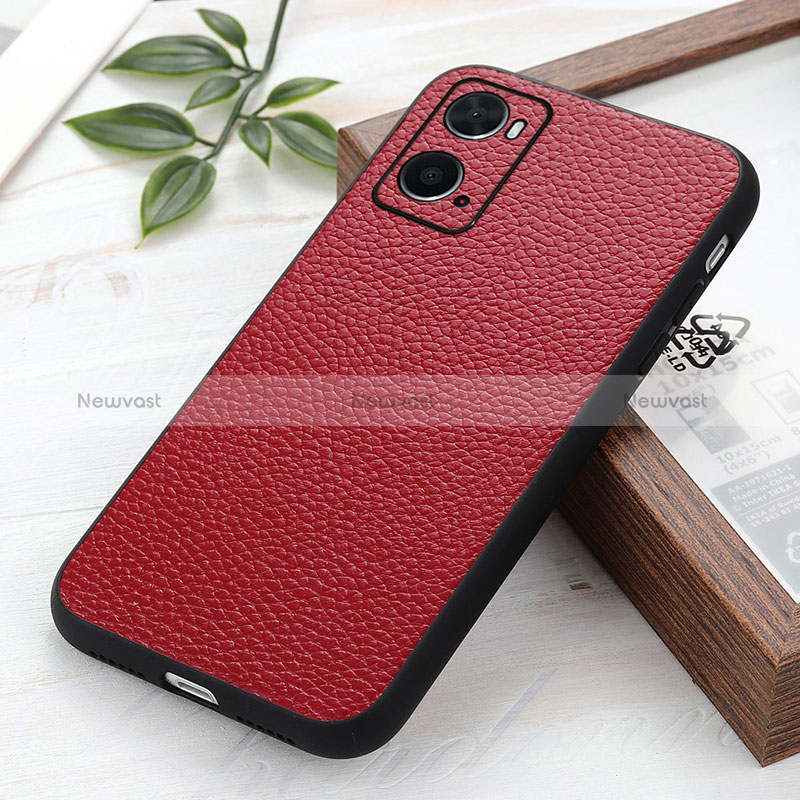 Soft Luxury Leather Snap On Case Cover B02H for Oppo A36 Red