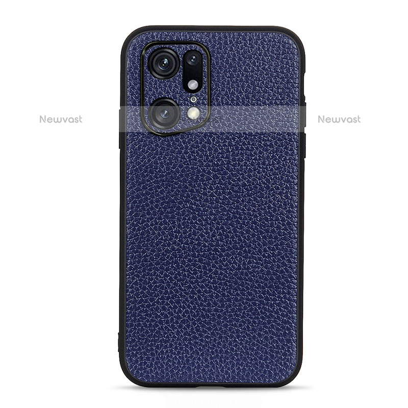 Soft Luxury Leather Snap On Case Cover B02H for Oppo Find X5 Pro 5G