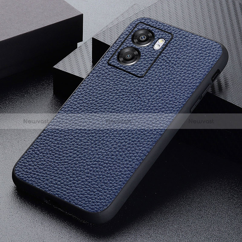 Soft Luxury Leather Snap On Case Cover B02H for Oppo K10 5G India Blue