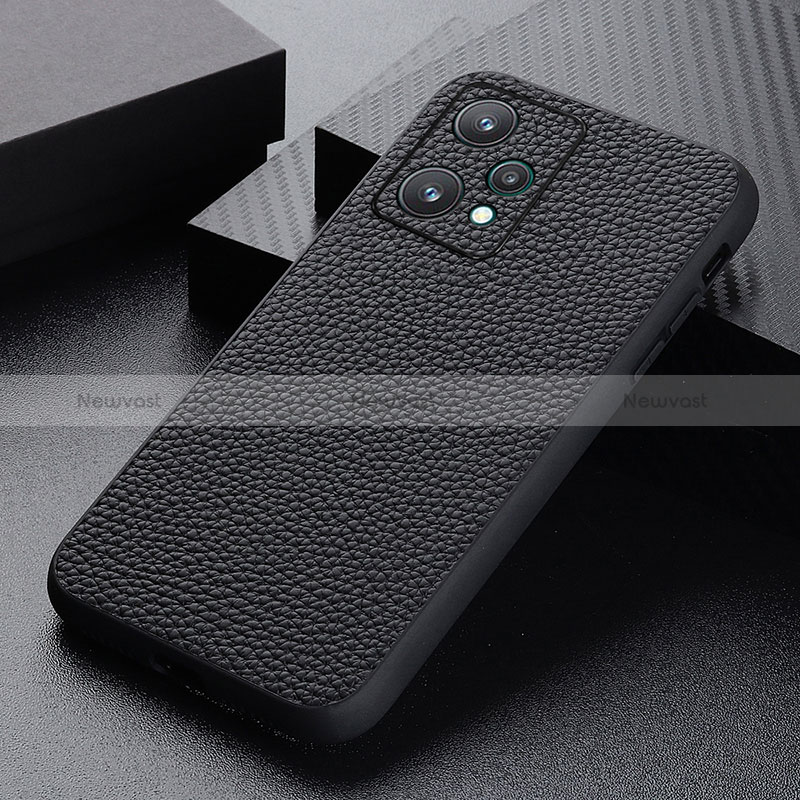 Soft Luxury Leather Snap On Case Cover B02H for Realme 9 5G Black