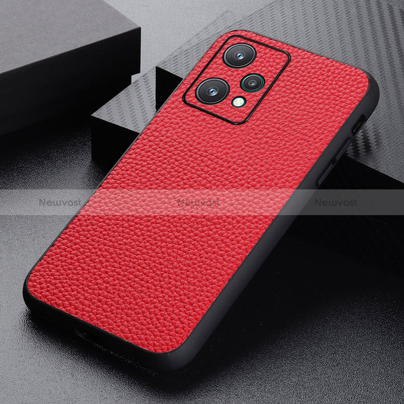 Soft Luxury Leather Snap On Case Cover B02H for Realme 9 5G Red