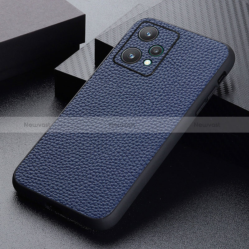 Soft Luxury Leather Snap On Case Cover B02H for Realme 9 Pro 5G Blue