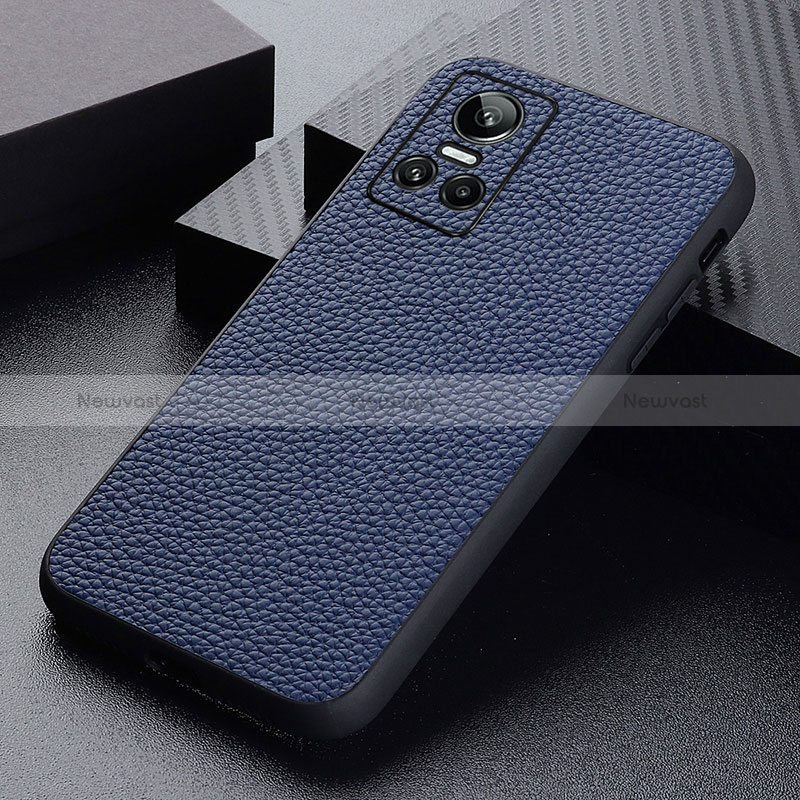 Soft Luxury Leather Snap On Case Cover B02H for Realme GT Neo3 5G Blue