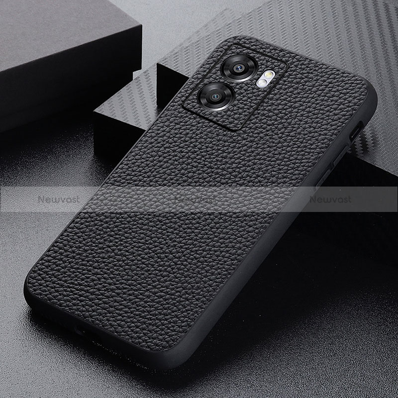 Soft Luxury Leather Snap On Case Cover B02H for Realme V23 5G Black