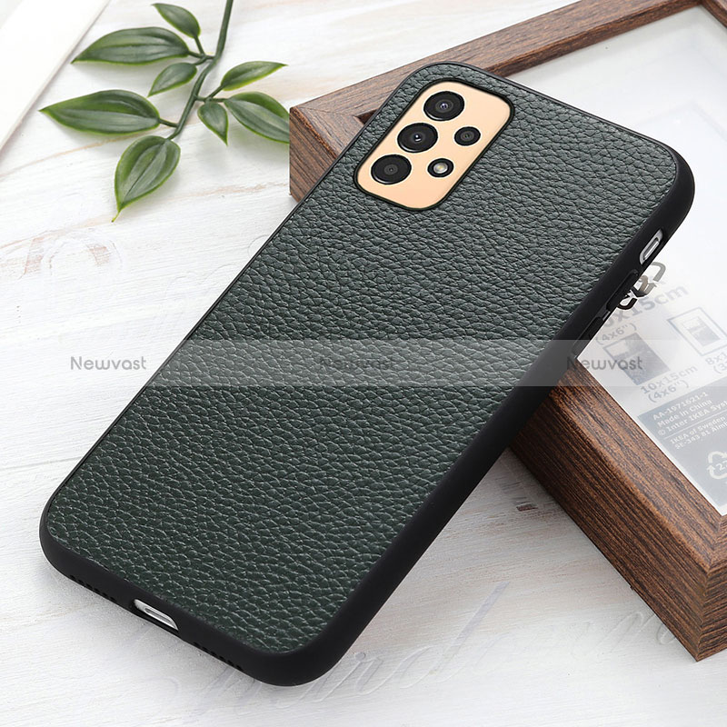 Soft Luxury Leather Snap On Case Cover B02H for Samsung Galaxy A13 4G Green