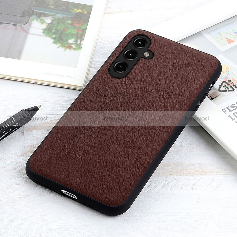 Soft Luxury Leather Snap On Case Cover B02H for Samsung Galaxy A14 4G