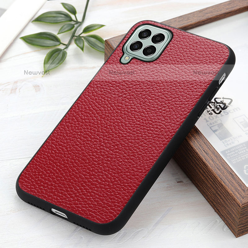Soft Luxury Leather Snap On Case Cover B02H for Samsung Galaxy M33 5G Red