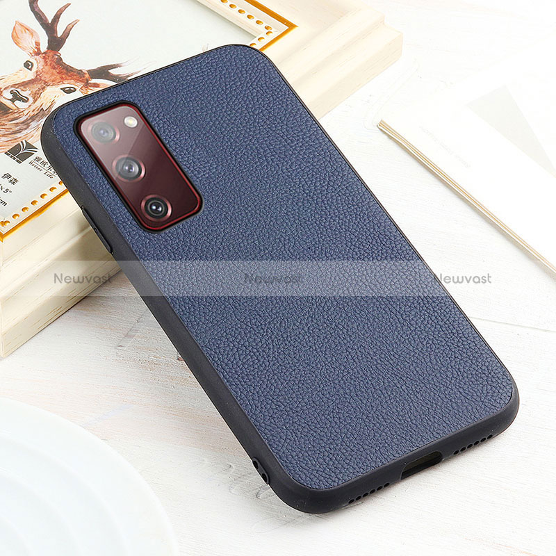 Soft Luxury Leather Snap On Case Cover B02H for Samsung Galaxy S20 FE (2022) 5G Blue