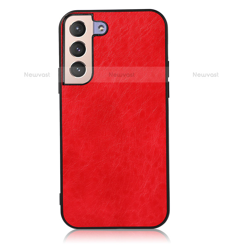 Soft Luxury Leather Snap On Case Cover B02H for Samsung Galaxy S21 Plus 5G Red