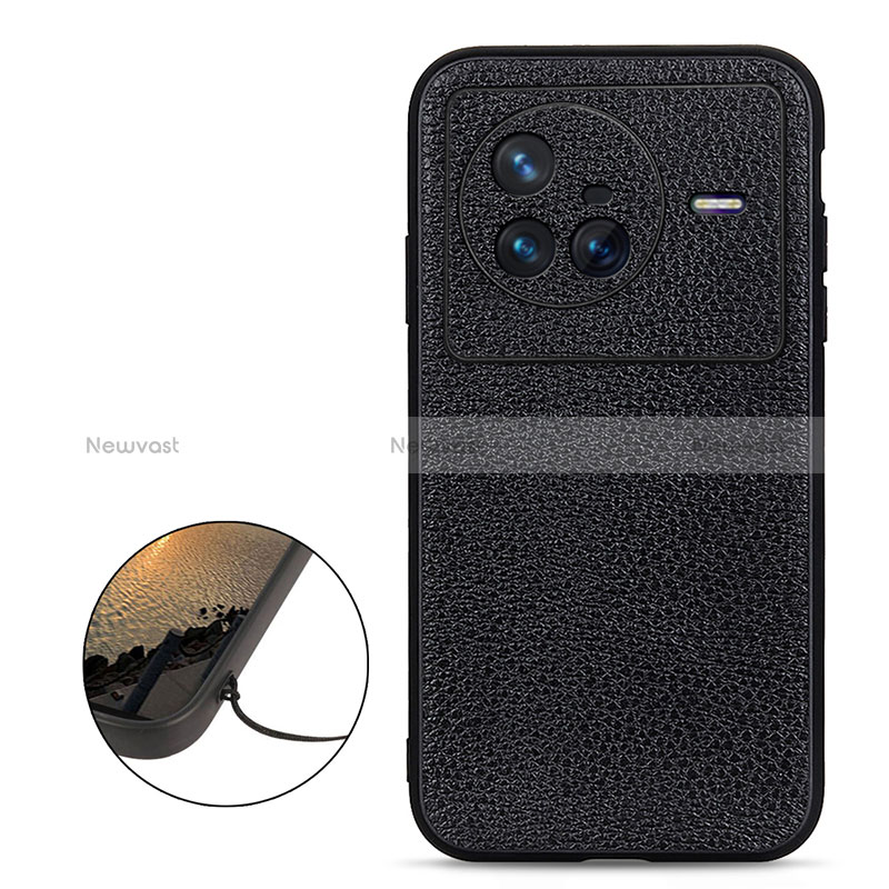 Soft Luxury Leather Snap On Case Cover B02H for Vivo X80 5G