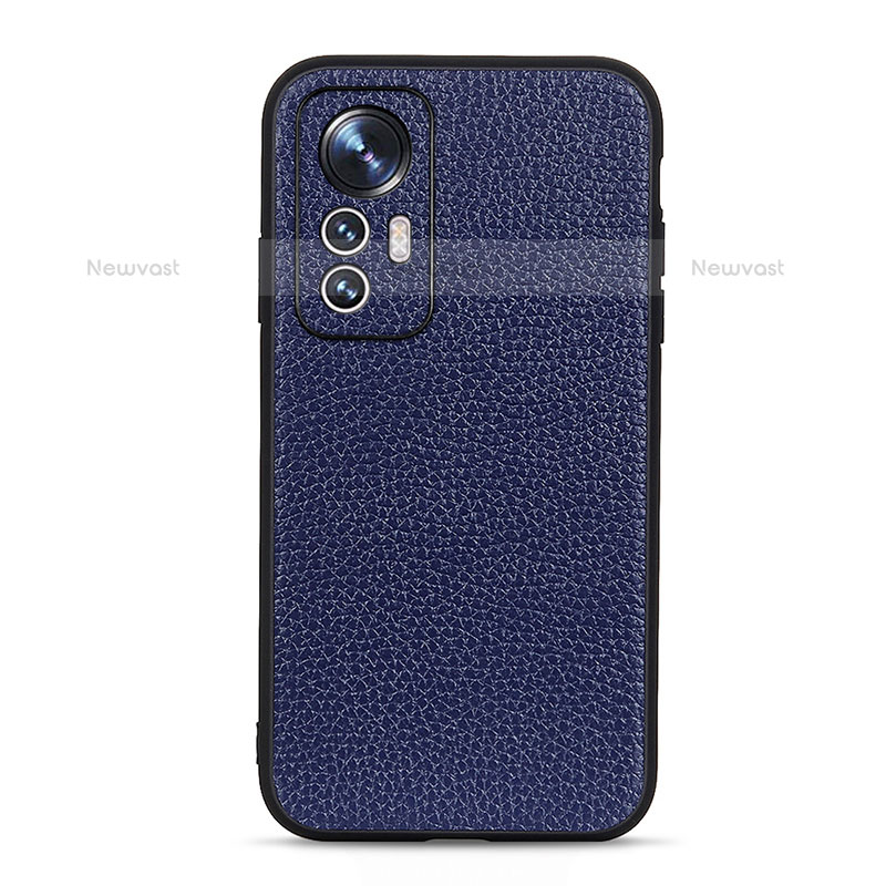 Soft Luxury Leather Snap On Case Cover B02H for Xiaomi Mi 12 Pro 5G Blue