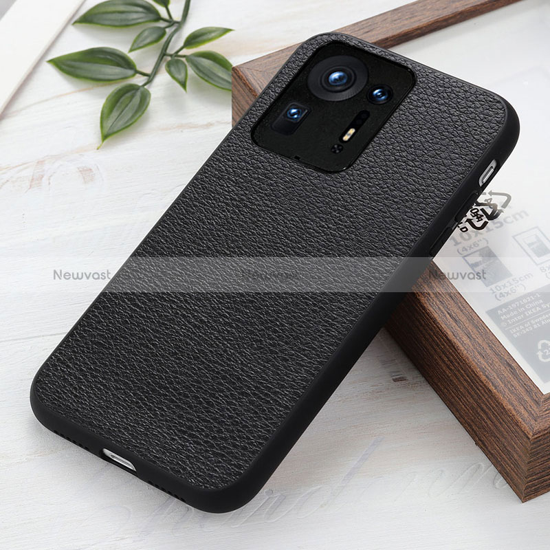 Soft Luxury Leather Snap On Case Cover B02H for Xiaomi Mi Mix 4 5G Black